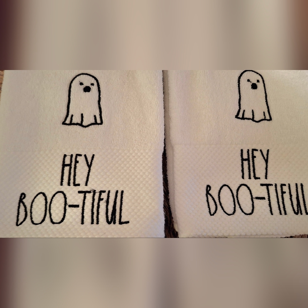 Rae Dunn Halloween Ghost Hand Towels - Picture 2 of 7